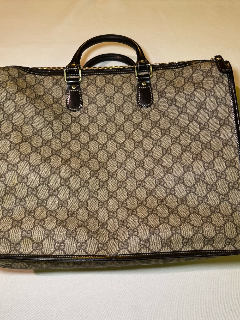 Vtg Authentic Gucci GG Supreme GG Monogram Top Handle Canvas Tote Bag Pre-owned - Picture 2 of 11